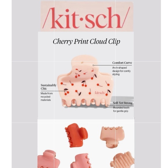Kitsch Accessories - 🆕Kitsch Cherry Print Cloud Clip + Mini Claw Clip Set